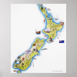 Map of New Zealand Poster