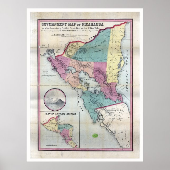 Map of Nicaragua (1856) Poster (Vorne)