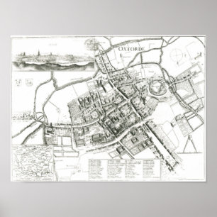 Map of Oxford, 1643 Poster