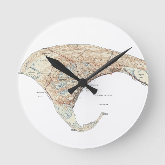 Map of P-town Runde Wanduhr (Vorderseite)