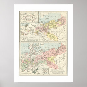 Map of Prussia in 1866 Print Poster