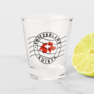 Map of Switzerland, Postal Passport stamp Schnapsglas