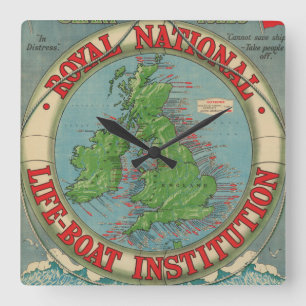 Map of the British Isles - Life-Boat Chart Quadratische Wanduhr