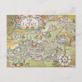 Map of the Loire Valley of France Postcard Postkarte