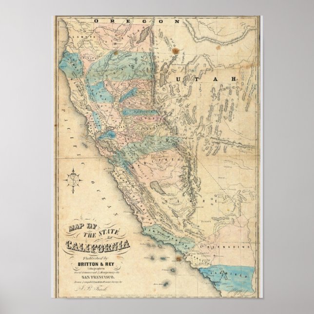 Map of the State of California Poster (Vorne)
