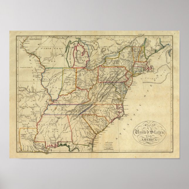 Map of the United States of America Poster (Vorne)