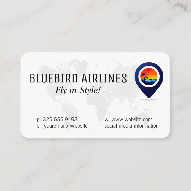 Map of the World | Tropical Island Visitenkarte (Vorderseite)