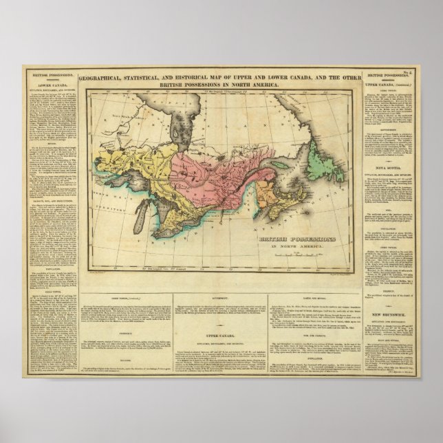 Map Of Upper And Lower Canada Poster (Vorne)