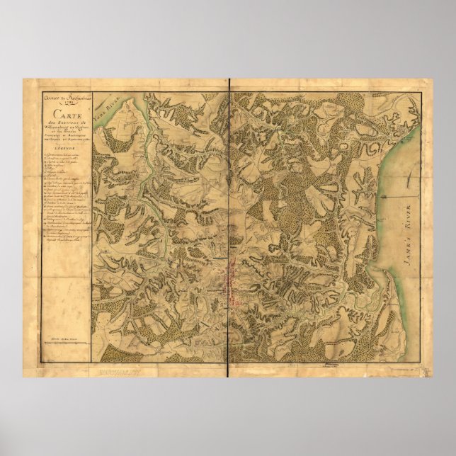 Map of Williamsburg for Comte de Rochambeau Poster (Vorne)