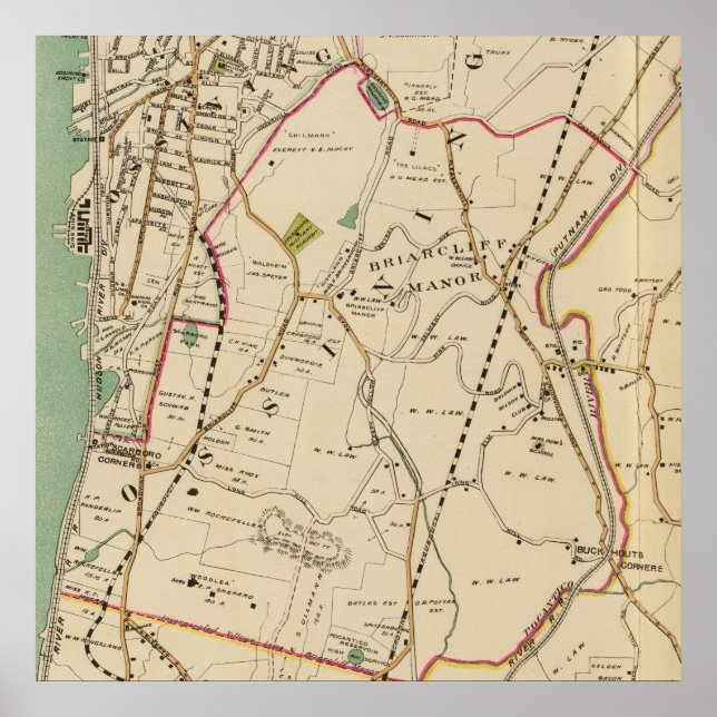 Map, Ossining, Westchester, 1908 Poster (Vorne)