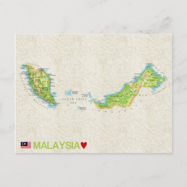 MAP POSTCARDS in Malaysia Postkarte (Vorderseite)