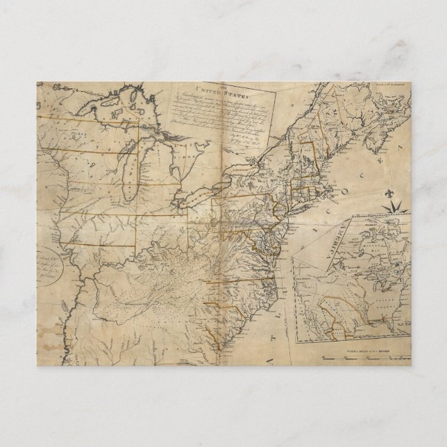 MAP: USA, 1783 POSTKARTE (Vorderseite)