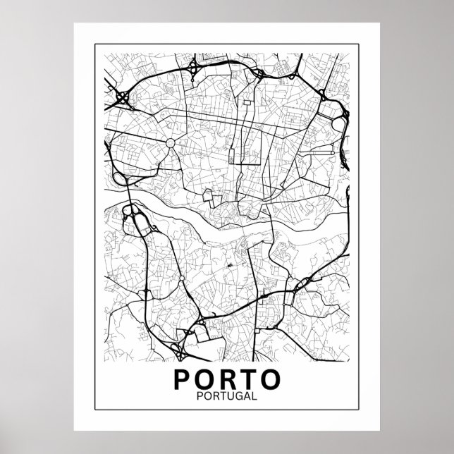 Mapa Da Cidade Porto Estilo Linha Clássico Poster (Vorne)