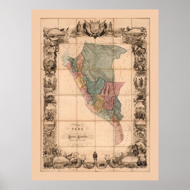Mapa del Peru (1862) Poster (Vorne)