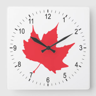 Maple autumn leaf quadratische wanduhr