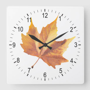 Maple autumn leaf quadratische wanduhr