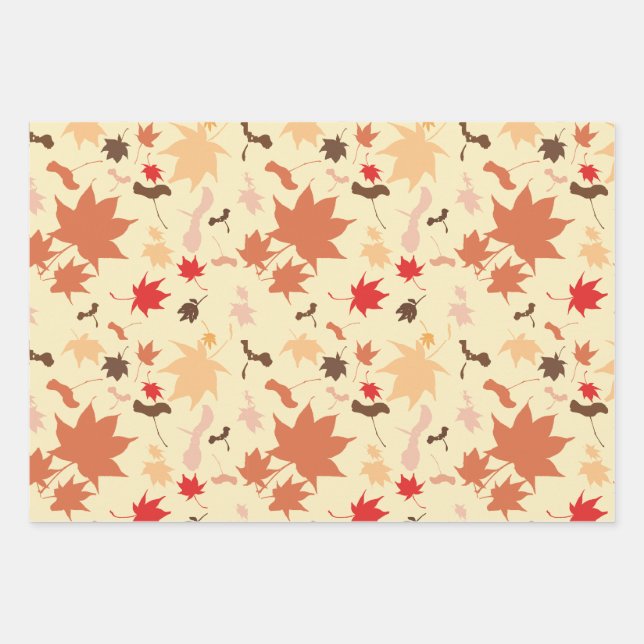 Maple autumn leaves geschenkpapier set (Vorderseite)
