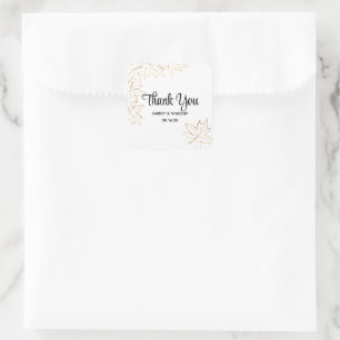 Maple Leaf Edge Hochzeit im Herbst Vielen Dank für Quadratischer Aufkleber