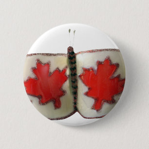 "Maple Leaf Monarch" Kanadische Flagge Schmetterli Button