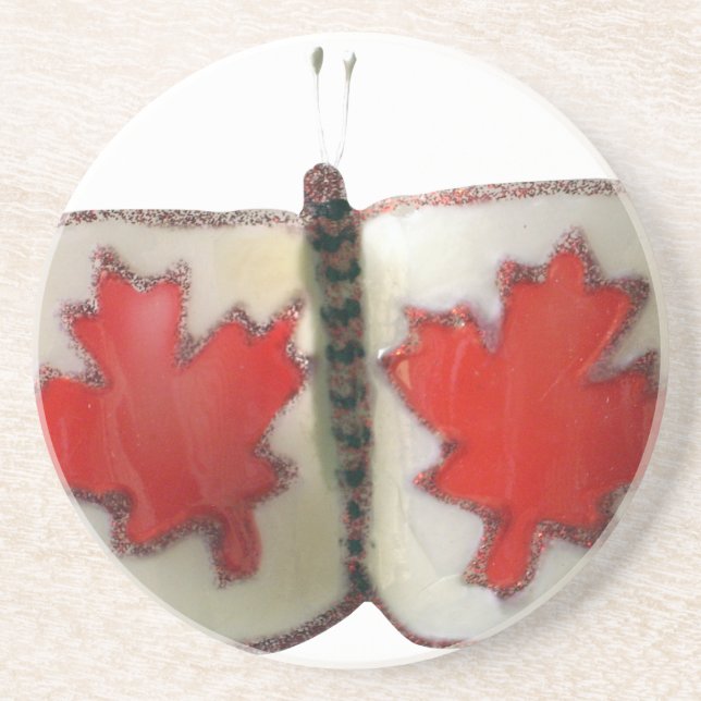 "Maple Leaf Monarch" Kanadische Flagge Schmetterli Untersetzer (Vorne)