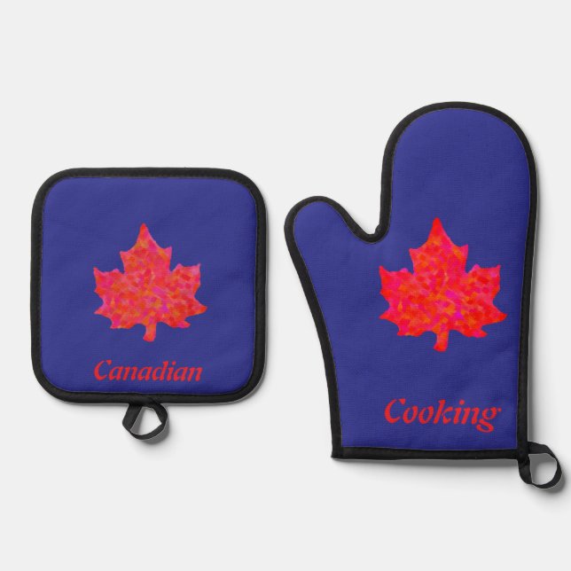 MAPLE LEAF OFENHANDSCHUH & Topflappen-Set (Vorderseite)