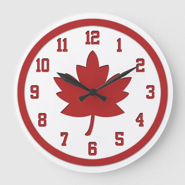 Maple Leaf Wall Clock Große Wanduhr (Vorderseite)