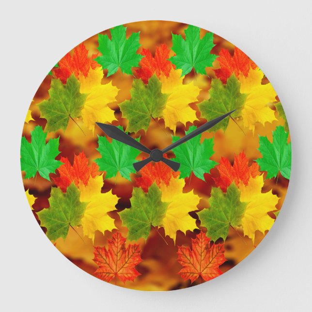 Maple Leaves image for Acrylic Wall Clock Große Wanduhr (Vorderseite)