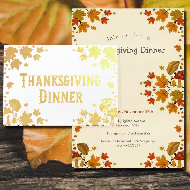 maple leaves& musrooms - Thanksgiving invitation (Créateur téléchargé)