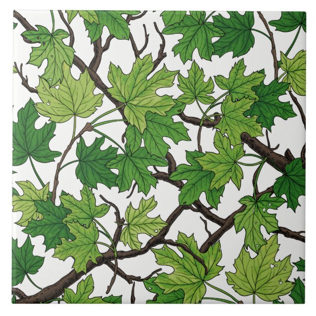Maple leaves on white fliese (Vorderseite)