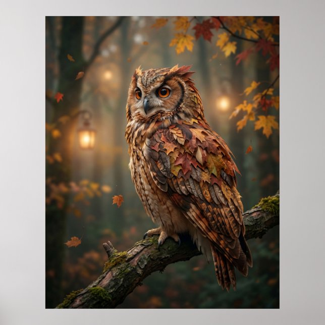 Maple Owl Autumn Glow Poster (Vorne)