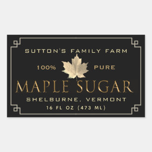 Maple Sugar Black & Gold Bordure Étiquette rectang