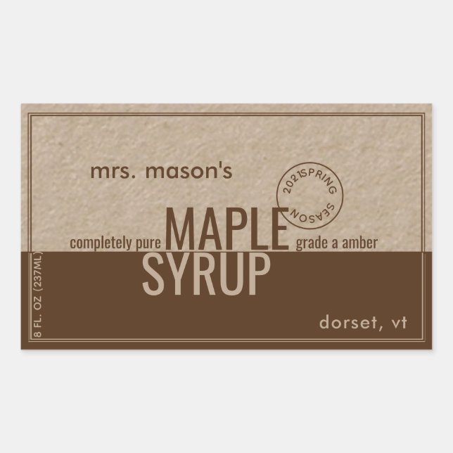 MAPLE SYRUP PRINTEMPS SAISON KRAFT et ÉTIQUETTE BR (Devant)