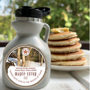 Maple Syrup Woods Moose Bucket Maple Leaf Grunge Runder Aufkleber