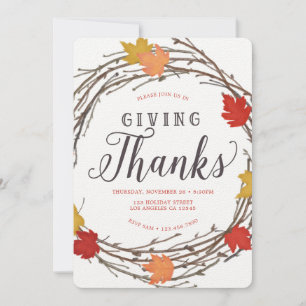 Maple Wreath Thanksgiving Dîner Invitation