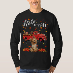 Maple Yorkshire Terrier Dog Leaf Herbstrot T T-Shirt