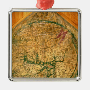 Mappa Mundi, c.1290 Silbernes Ornament