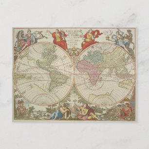 Mappe Monde ou Description du Globe Terrestre & Aq Postkarte