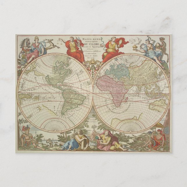 Mappe Monde ou Description du Globe Terrestre & Aq Postkarte (Vorderseite)