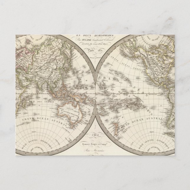 Mappemonde - Weltkarte Postkarte (Vorderseite)