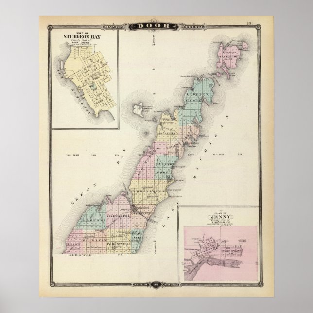 Maps of Door County, Sturgeon Bay and Jenny Poster (Vorne)