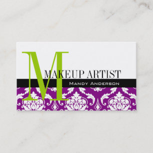 Maquillage Artiste Carte de visite pourpre Damask