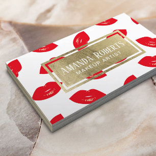 Maquillage Artiste Lèvres rouges Étiquette d'or Sa