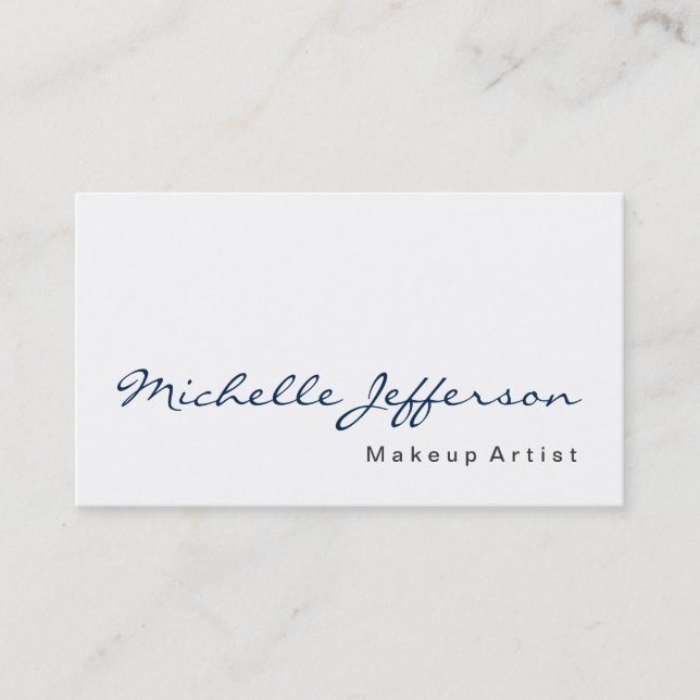 Maquillage bleu Calligraphie Artiste Carte de visi (Devant)