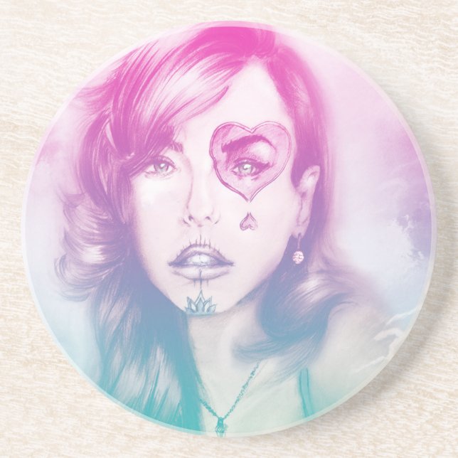 Maquillage crâne sucre fille, Dessous de verre de  (Devant)