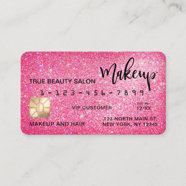 Maquillage de carte de crédit Chic Sparkly Neon Pa (Devant)