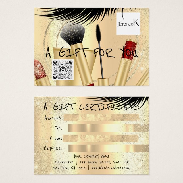 Maquillage de certificat cadeau EsthétiqueLogo QR  (Devant & derrière)