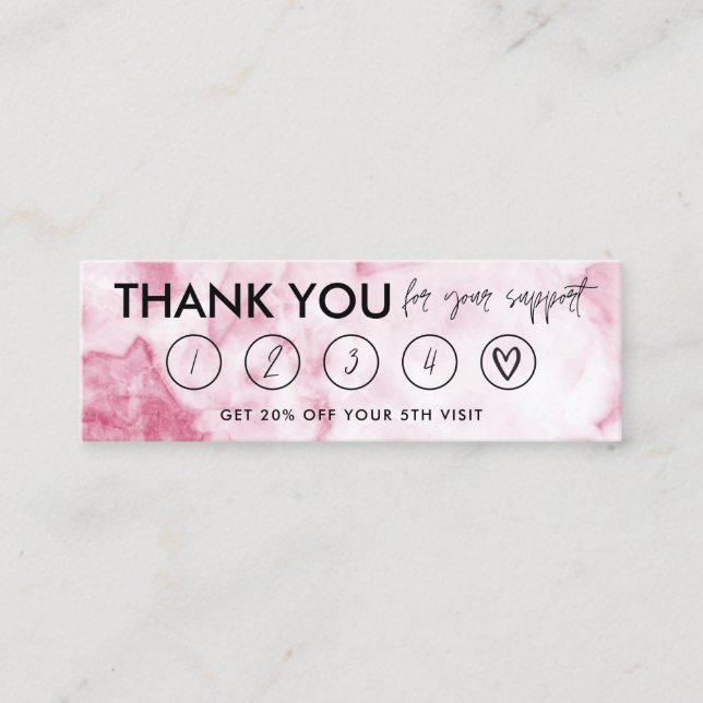Maquillage en marbre rose Merci carte de fidélité (Devant)
