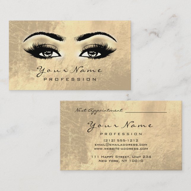 Maquillage Eyebrow Eyes Lashes Cartes de rendez-vo (Devant / Derrière)