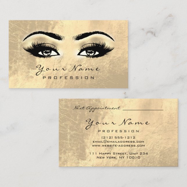 Maquillage Eyebrow Eyes Lashes Cartes de rendez-vo (Devant / Derrière)