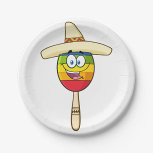 Maraca mit Sombrero Buntes Fest Pappteller